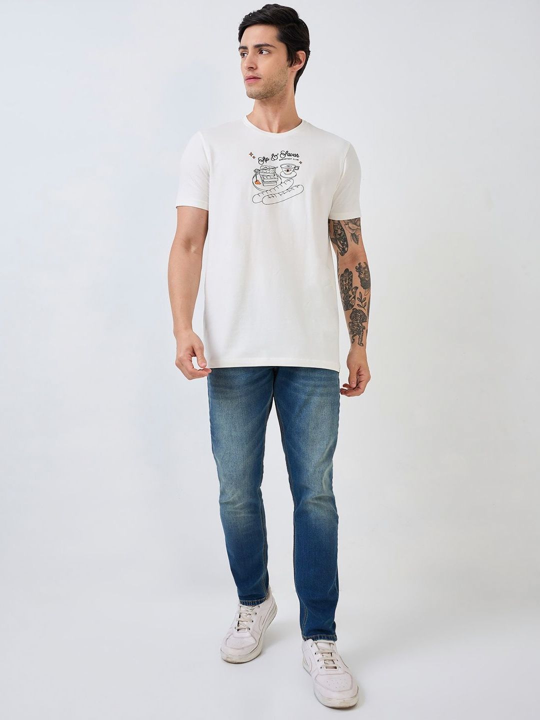 SPYKAR Men Typography Printed Slim Fit Cotton T-shirt