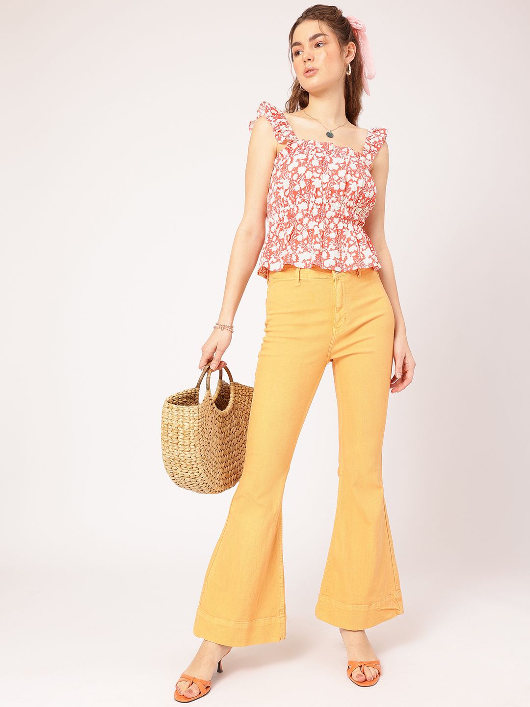 DressBerry Spring Fling Floral Cinched Waist Top