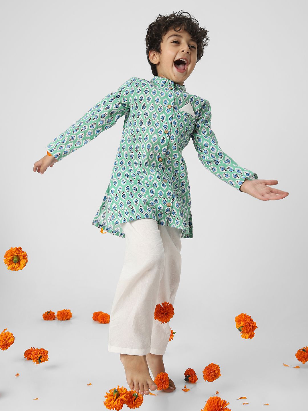 Nauti Nati Boys Cotton Printed Kurta Set