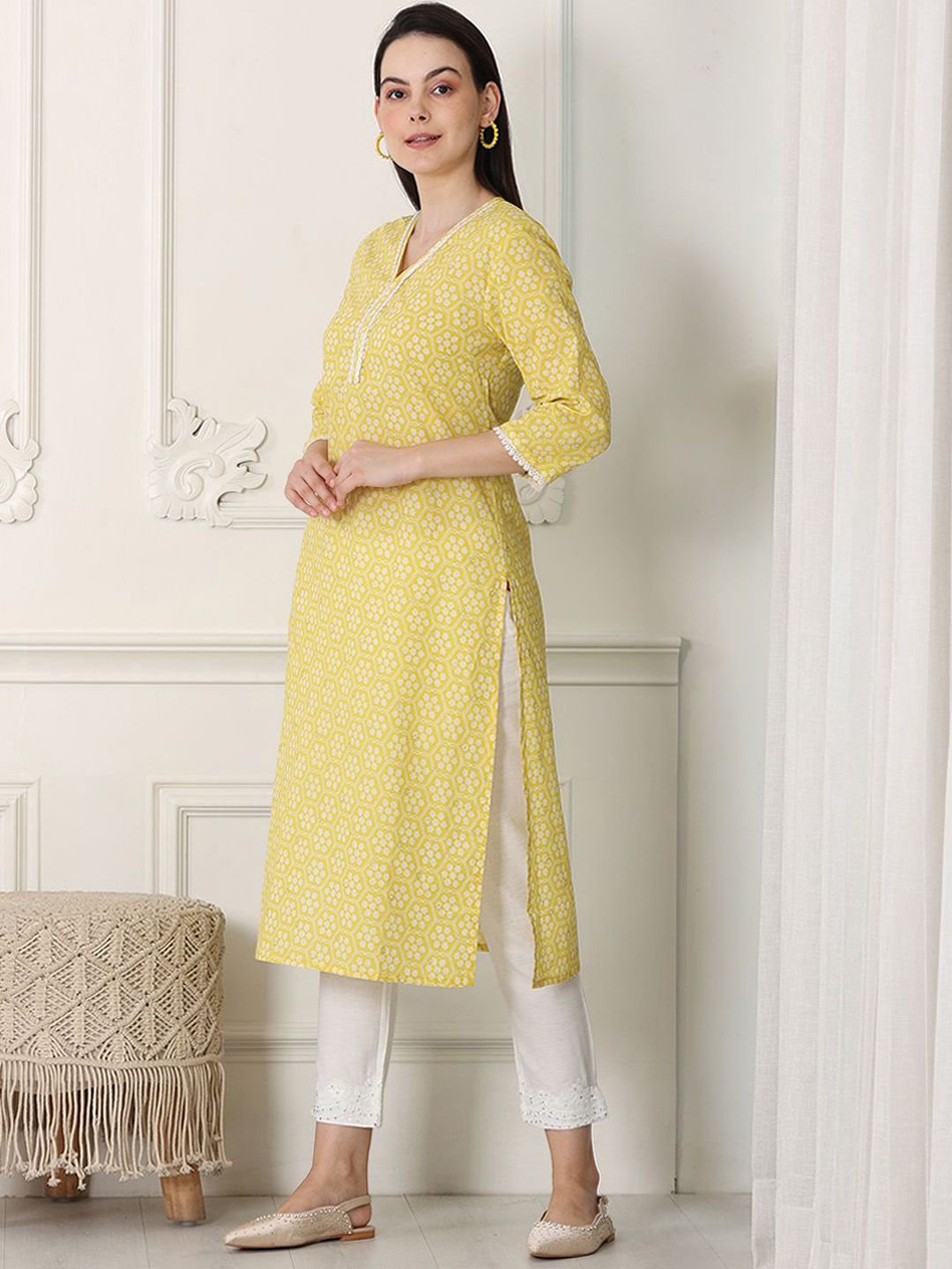 W Women Floral Flared Sleeves Kurta