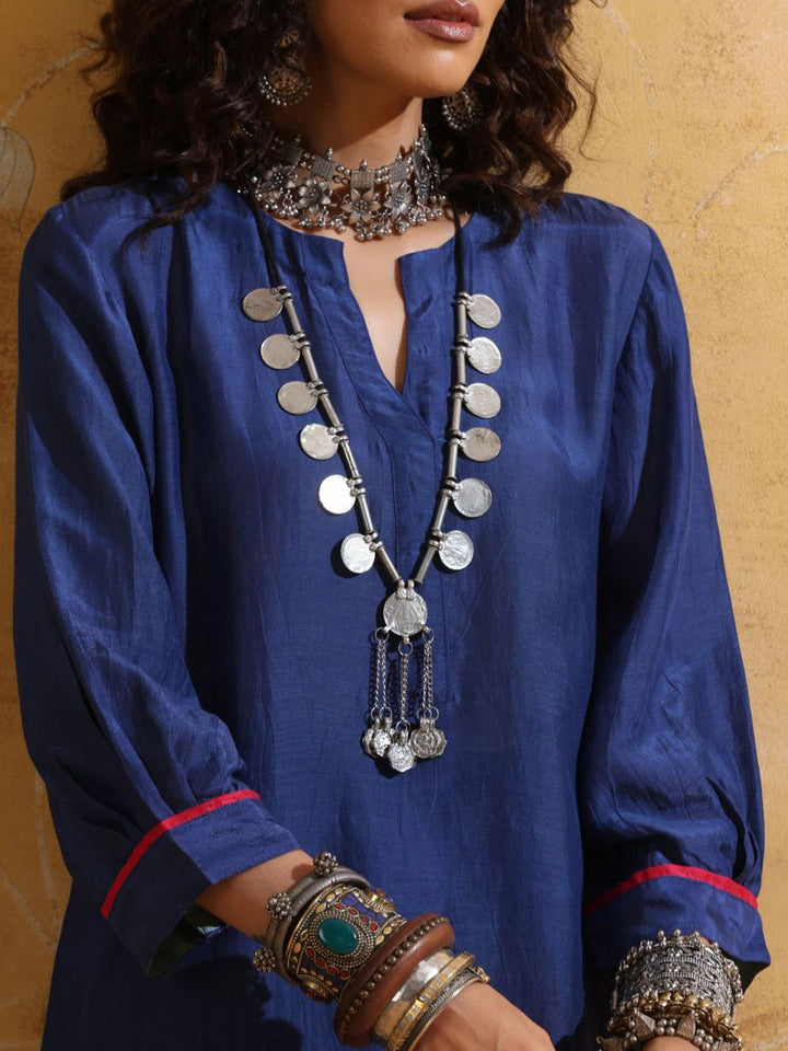 trueBrowns Muslin Silk Relaxed-FitTunic With Trousers Co-Ords