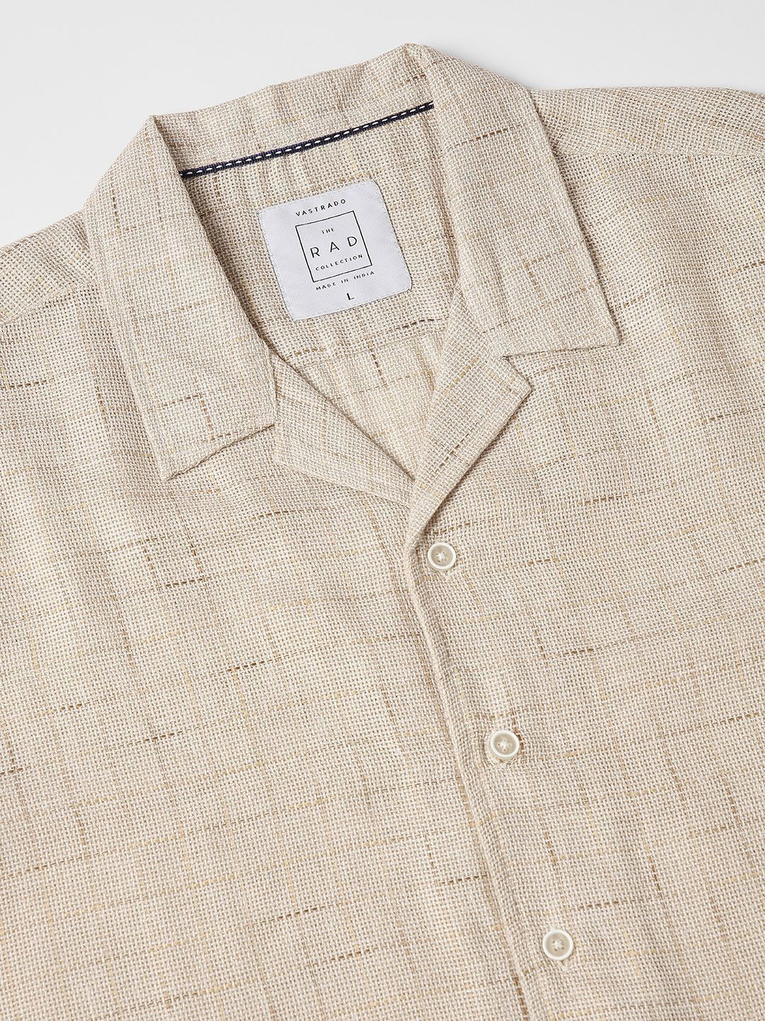 VASTRADO Men Classic Cuban Collar Solid Cotton Oversized Casual Shirt