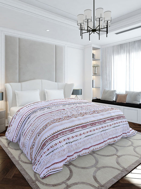 Monte Carlo White & Brown Ethnic Motifs Mild Winter 210 GSM Double Bed Duvet