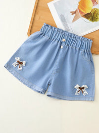 YK Girls Embellished Washed Denim Shorts