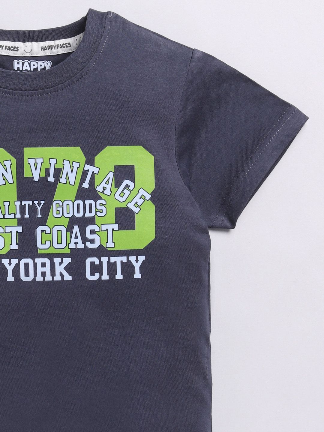 Happy Faces Kids Boys Typography Printed Pure Cotton T-Shirt