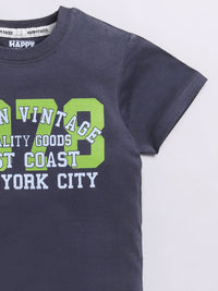 Happy Faces Kids Boys Typography Printed Pure Cotton T-Shirt