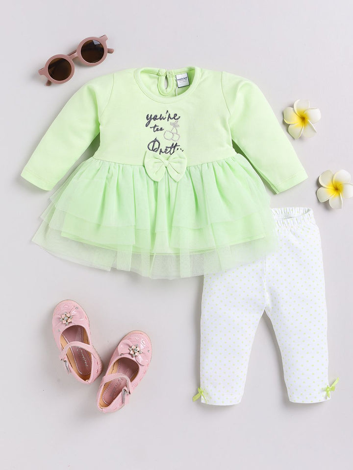 Moms Love Infant Girls Pure Cotton Tunic With Leggings