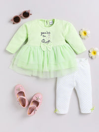 Moms Love Infant Girls Pure Cotton Tunic With Leggings