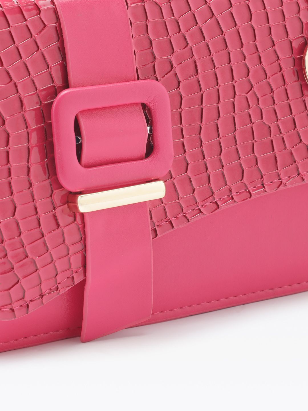 DressBerry Croc Textured Structured Satchel Bag