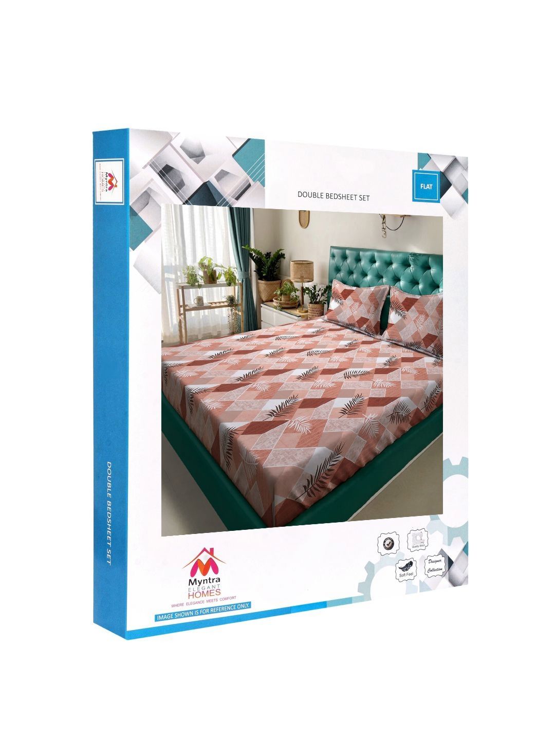 Myntra Elegant Homes Rust & White Floral Printed Flat 400 TC Cotton King Bedsheet with 2 Pillow Covers