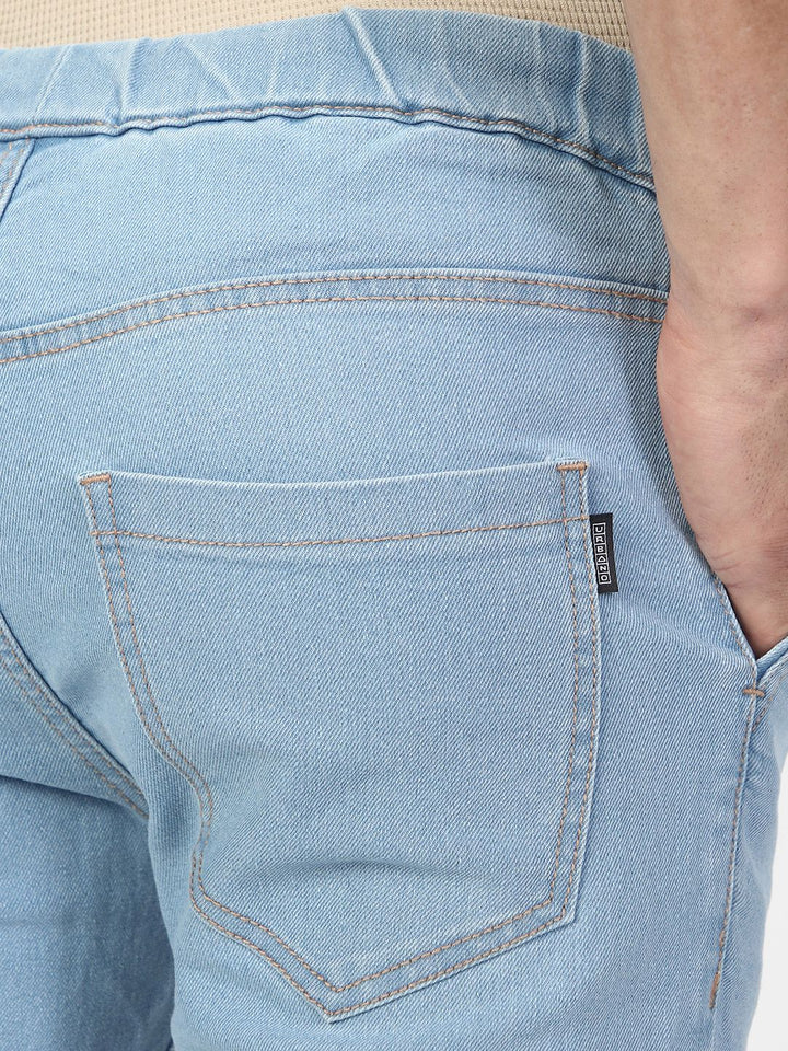 Urbano Fashion Men Blue Slim Fit Mid-Rise Clean Look Stretchable Jogger Jeans