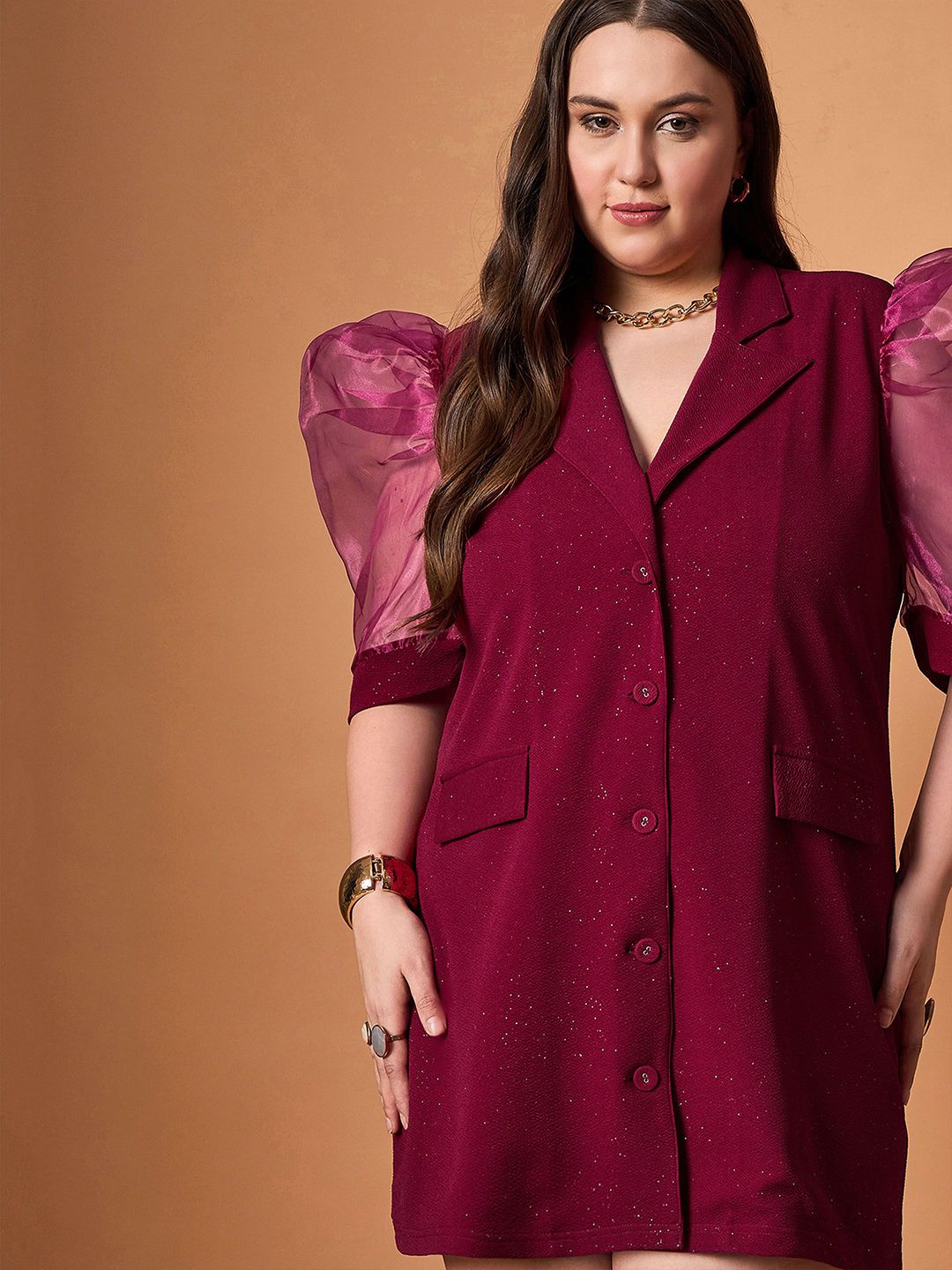 SASSAFRAS Curve Puff Sleeve Dress