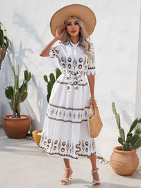 all about you Women Ethnic Print  Mandarin Collar A-Line Midi Dress