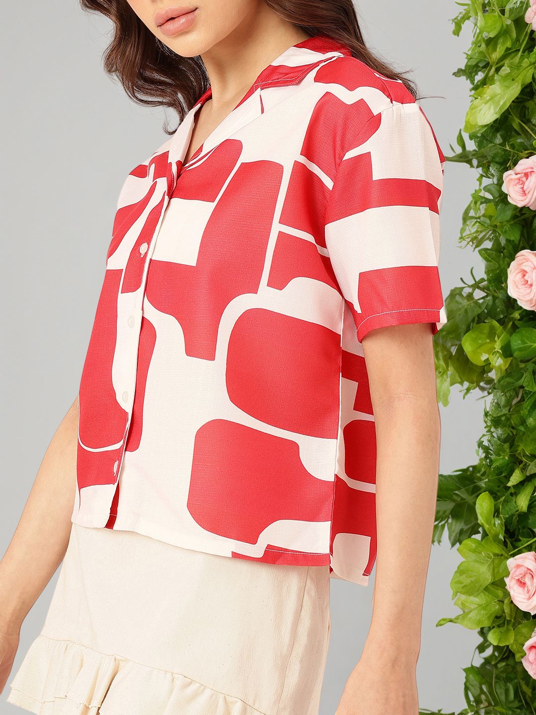 DressBerry Trendy Glam Printed Boxy Casual Shirt