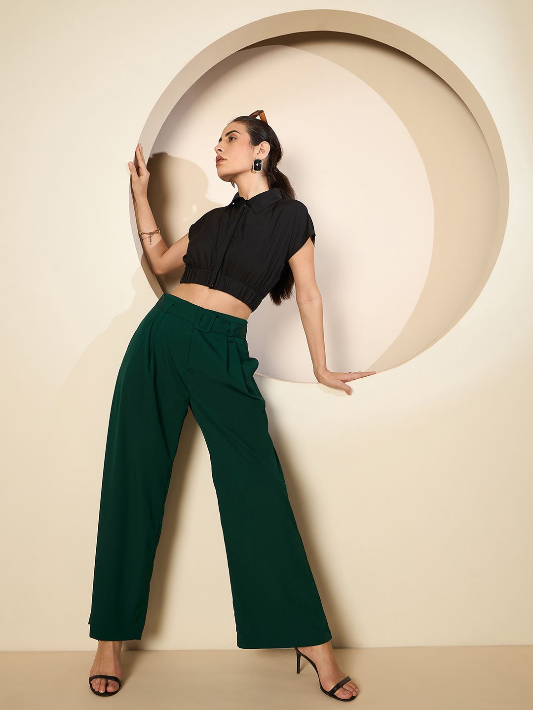 Antheaa Women Smart High-Rise Pleated comfort Trousers