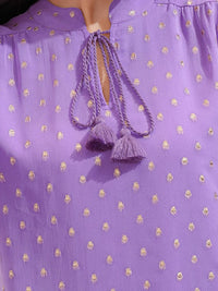 Vishudh Women Ethnic Motifs Tie-Up Neck A-Line Dress