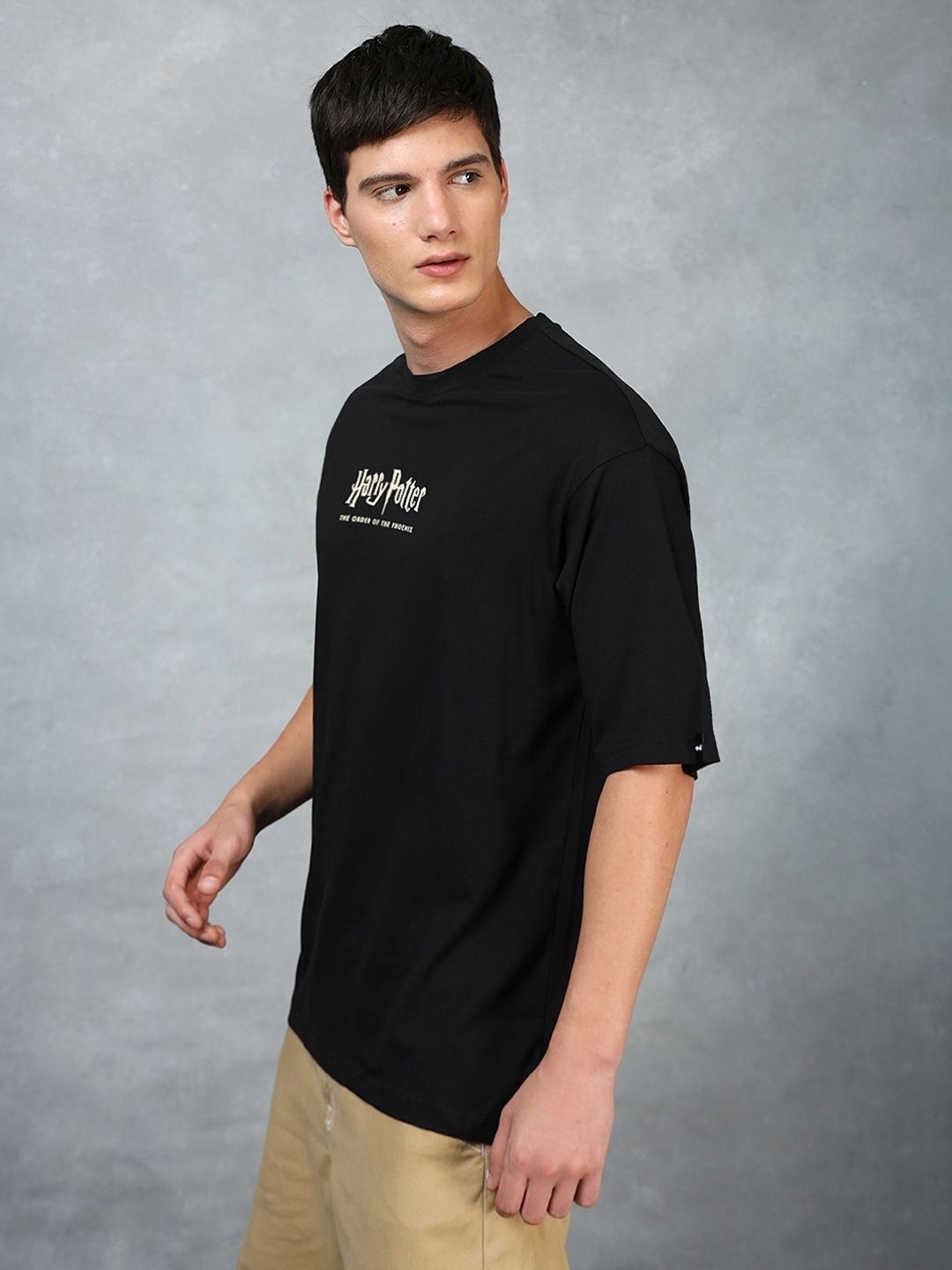 Bewakoof X Harry Potter Typography Printed Pure Cotton Oversized T-shirt