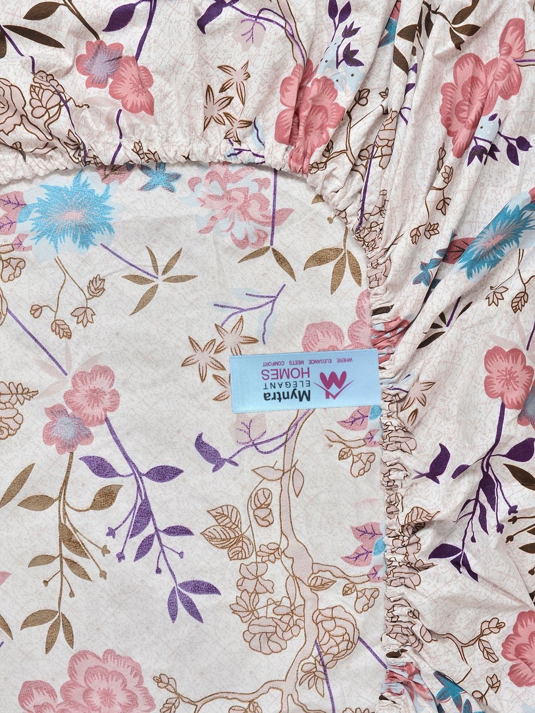 Myntra Elegant Homes Multicoloured Floral 300 TC Single Bedsheet with 1 Pillow Covers