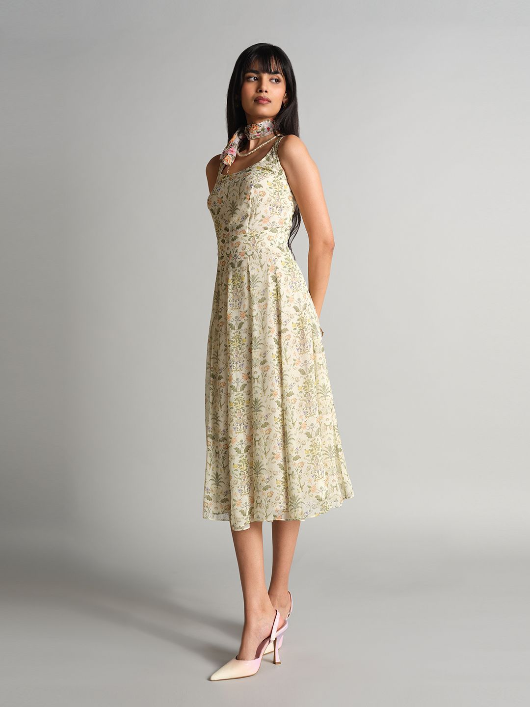 AND Floral Printed Fit & Flare Dress