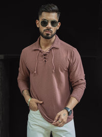 Powerlook Men Self Design Polo Collar T-shirt