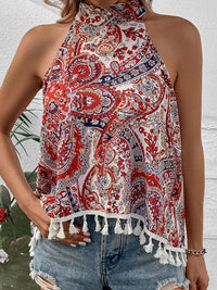 all about you Print Halter Neck Blouson Top