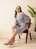 STREET 9 Print Puff Sleeves Georgette A-Line Midi Dress