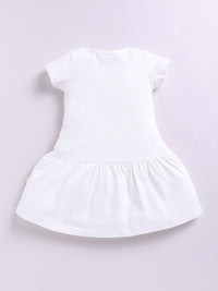 Happy Faces Girls Smiley Print Pure Cotton Fit & Flare Dress