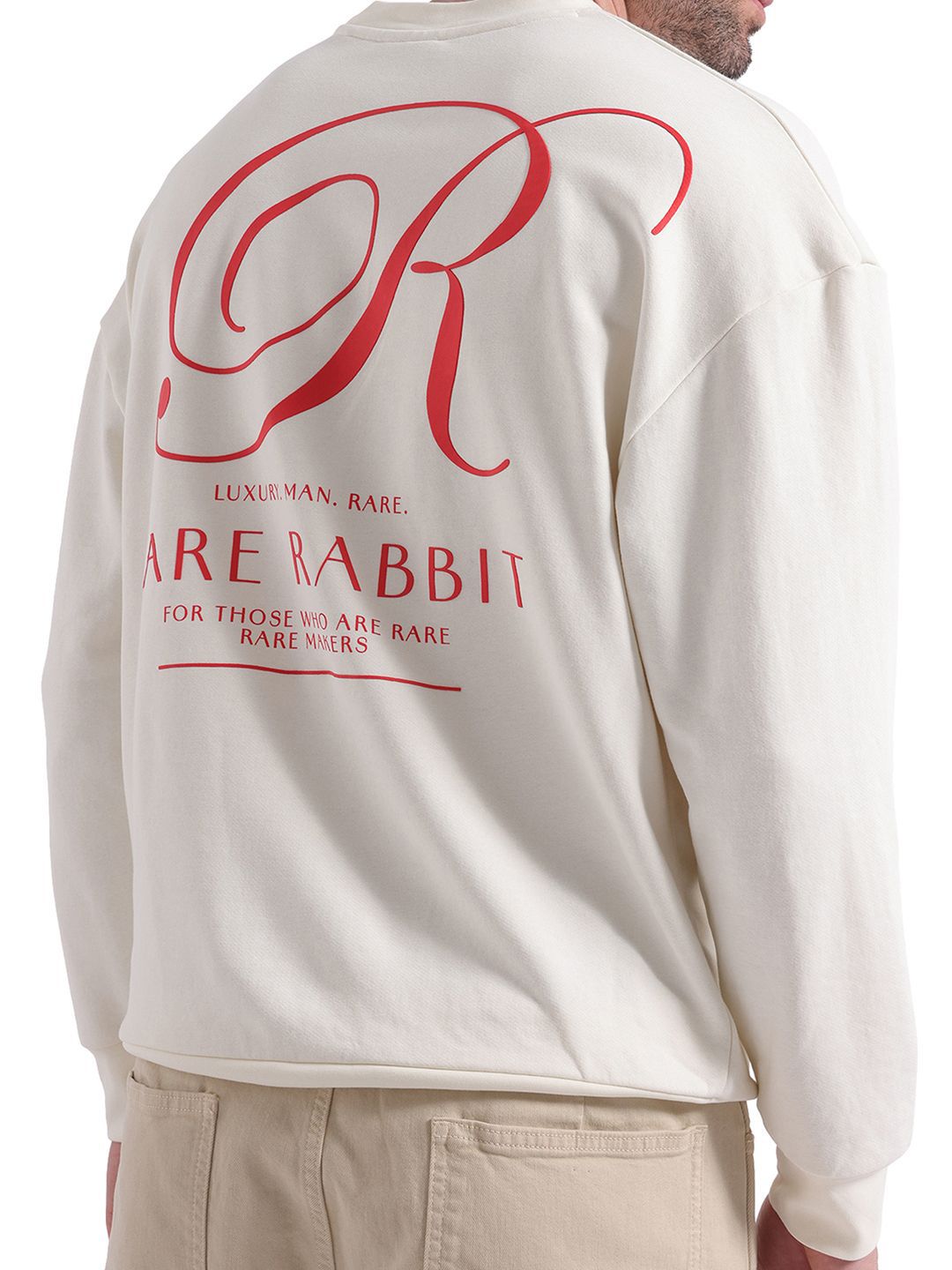 Lelaki Arnab Langka Kembali Bercetak Pusingan Kapas Pulton Pulton Sweatshirt