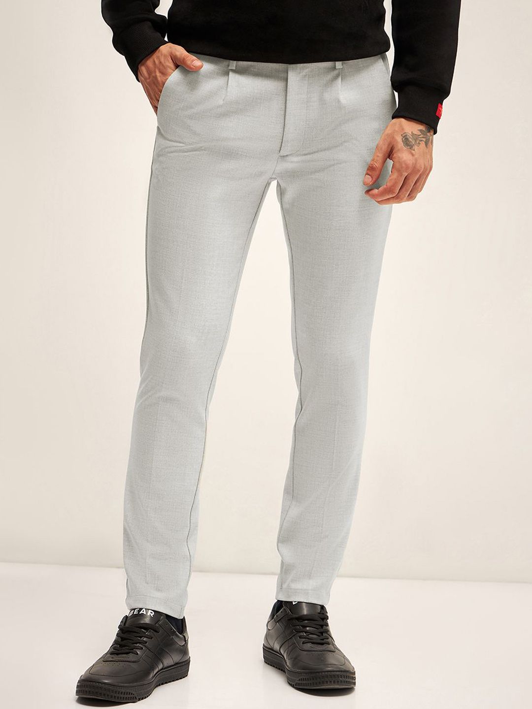 THE BEAR HOUSE Men Slim Fit Pleated Trousers