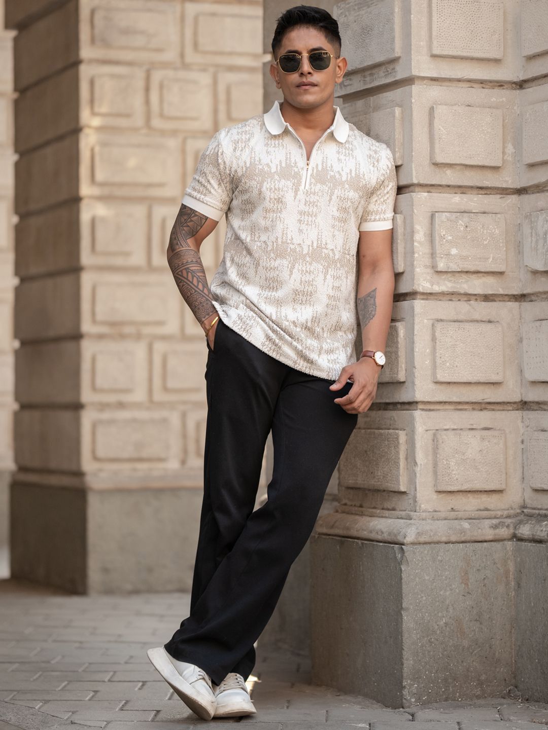 Powerlook Men Printed Polo Collar T-shirt