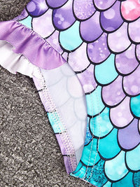 YK Girls Printed Swimwear Bodysuit