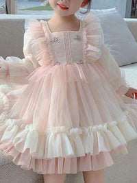 YK Kids-Girls Self Design Square Neck Fit and Flare Dress