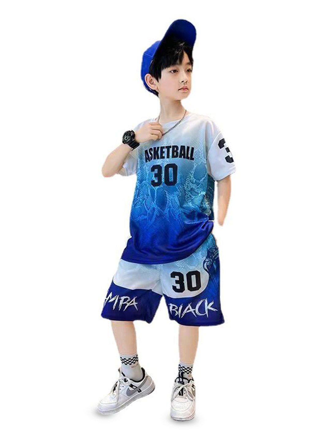 YK Boys Printed Round Neck T-Shirt With Shorts