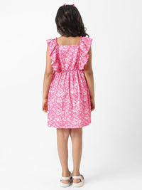 Nauti Nati  Girls' Textured Knit Ruffle Sleeves Floral Frock