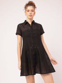 DressBerry Serene Silhouette Sheer MIni Shirt Dress