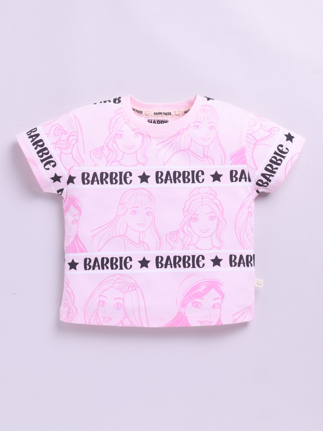 Happy Faces Girls Barbie Printed Pure Cotton T-shirt