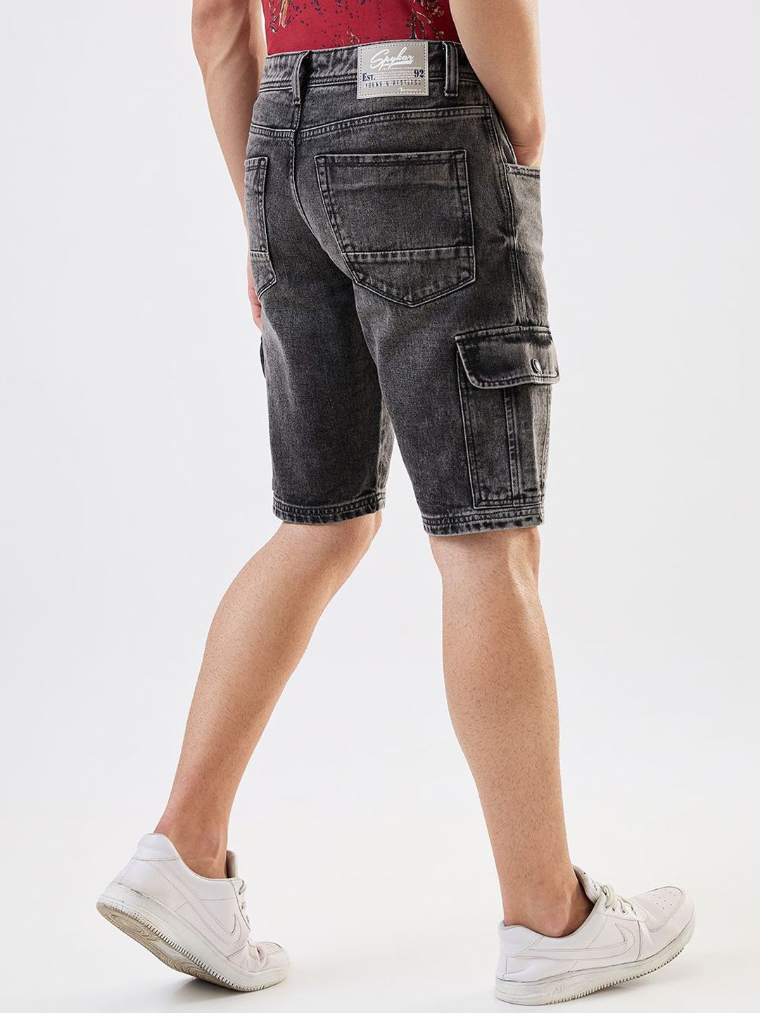 SPYKAR Men Washed Regular Fit Cotton Denim Shorts