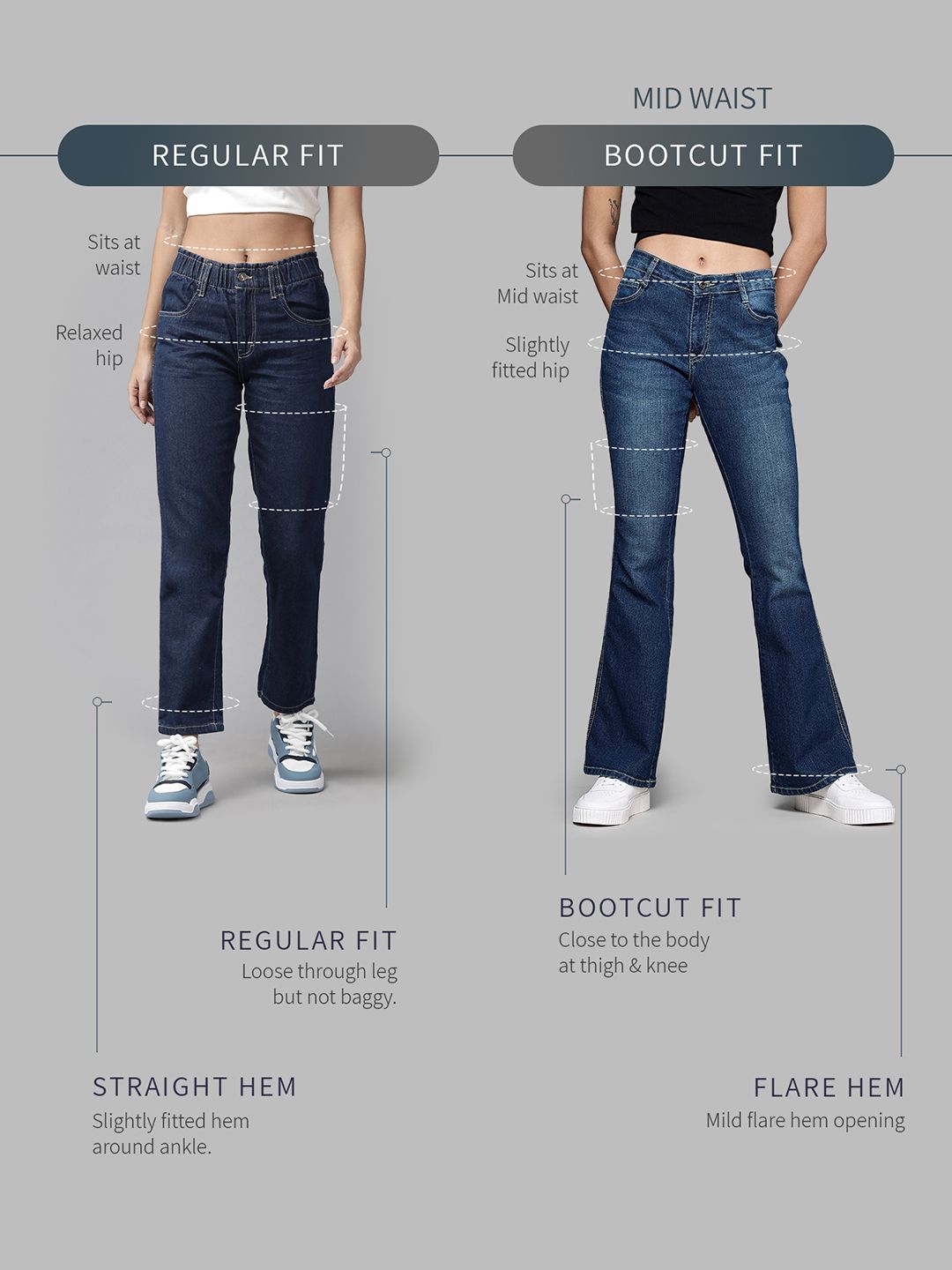 DressBerry Women Retro Vibe Bootcut Fit Jeans