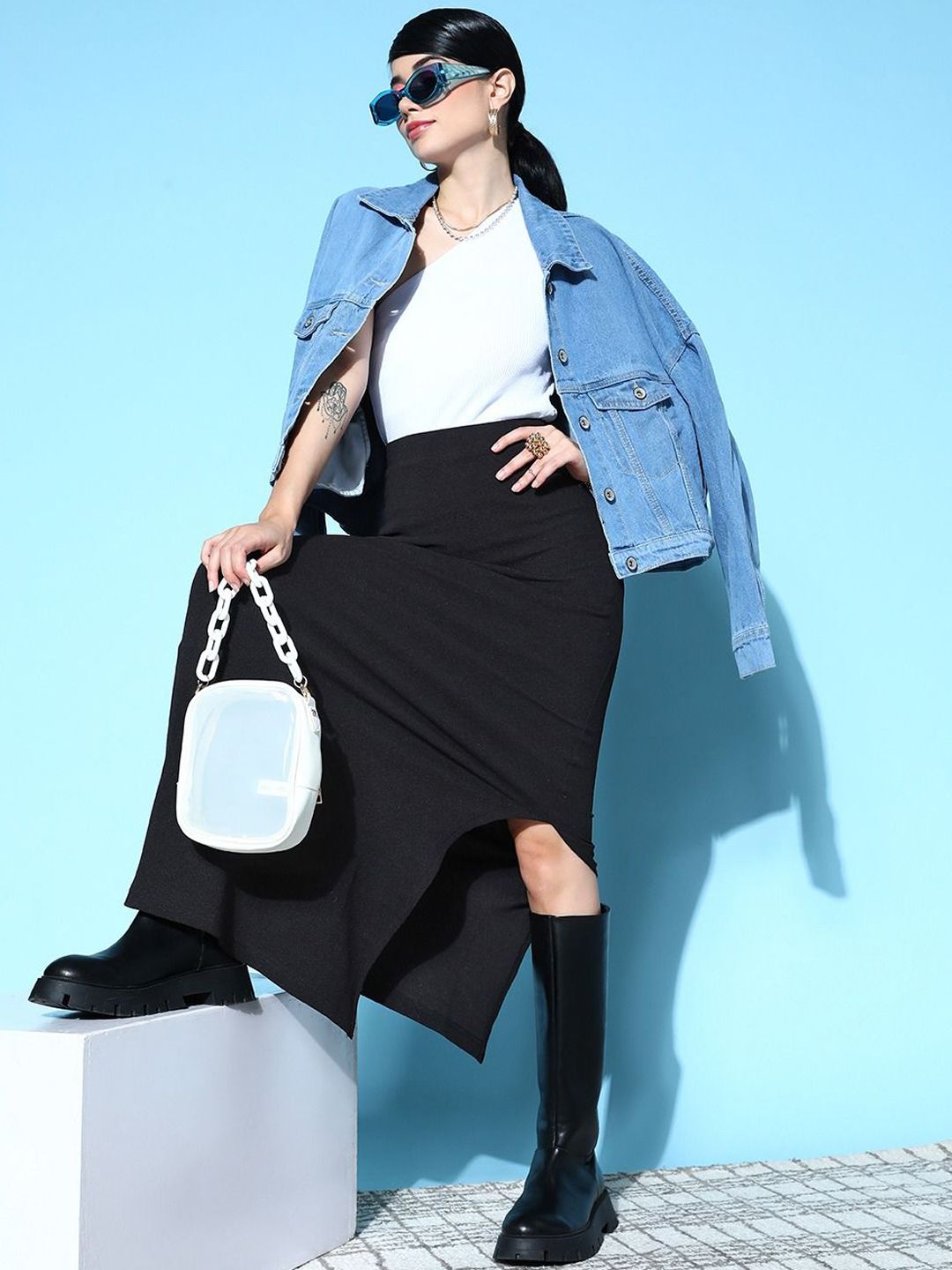 Berrylush High Rise Split-Thigh Pencil Maxi Skirt