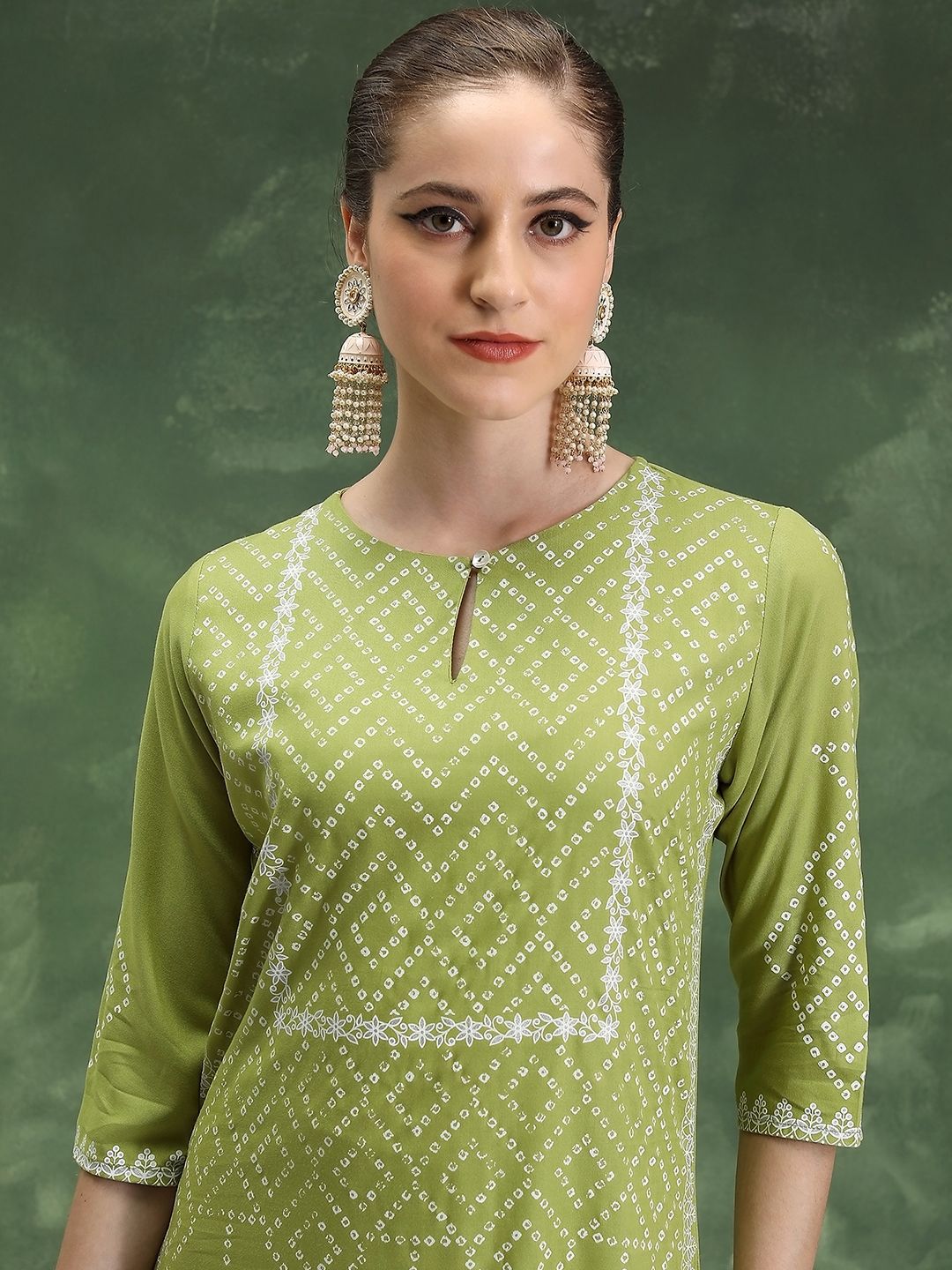 Vishudh Ethnic Motifs Printed Cotton Round Neck Straight Kurta