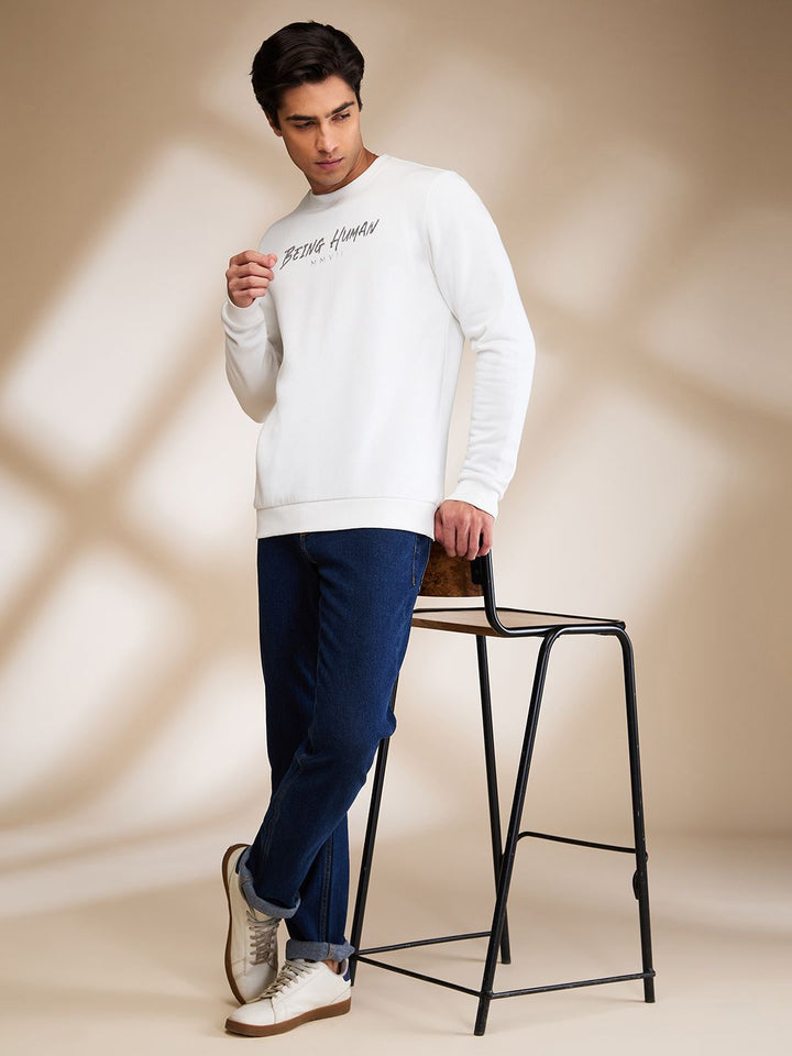 Being Human Men Brand Logo Printed Round Neck Cotton Pullover Sweatshirt