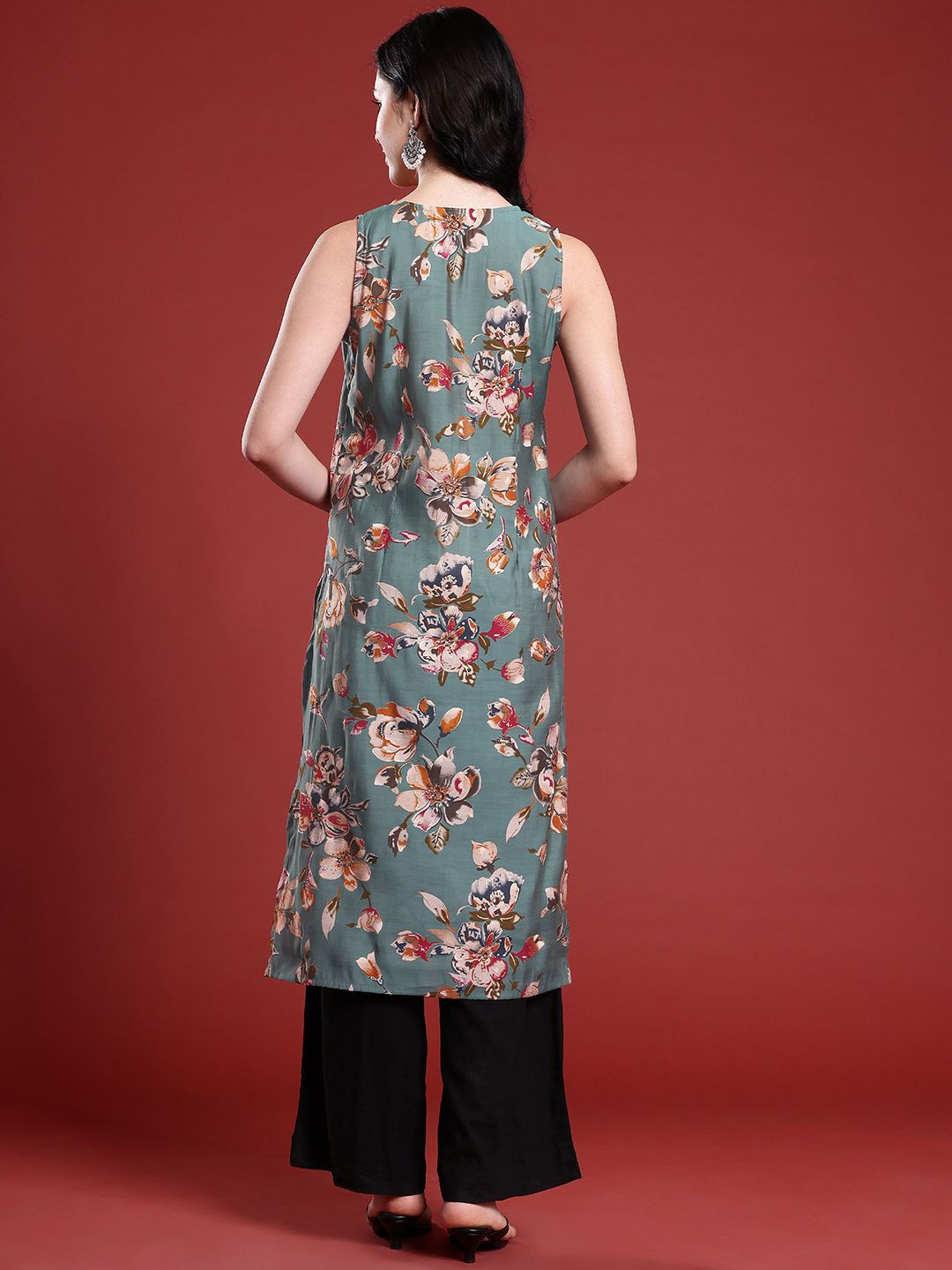Anouk Floral Print Straight Kurta