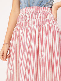 DressBerry Flair Suite Smocked Striped Flared Skirt