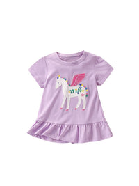 YK Print Puff Sleeve Cotton Top