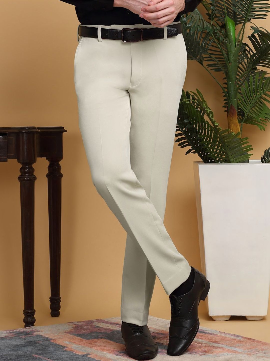 Moda Rapido Men Slim Fit Easy Wash Pleated Zip Trousers
