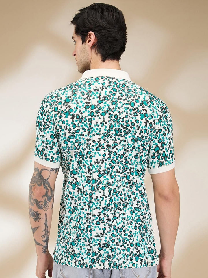 Being Human Men Abstract Printed Polo Collar Slim Fit T-shirt