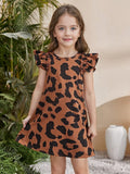 YK Animal Print Flutter Sleeve A-Line Dress