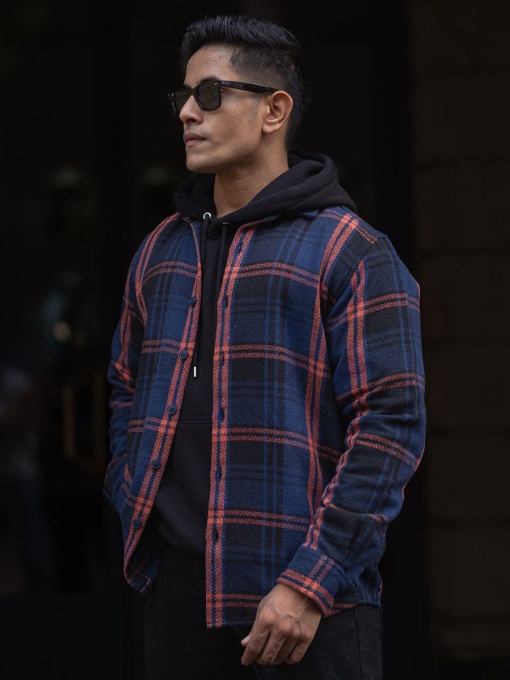 Powerlook Men Spread Collar Tartan Checked Casual Shirt