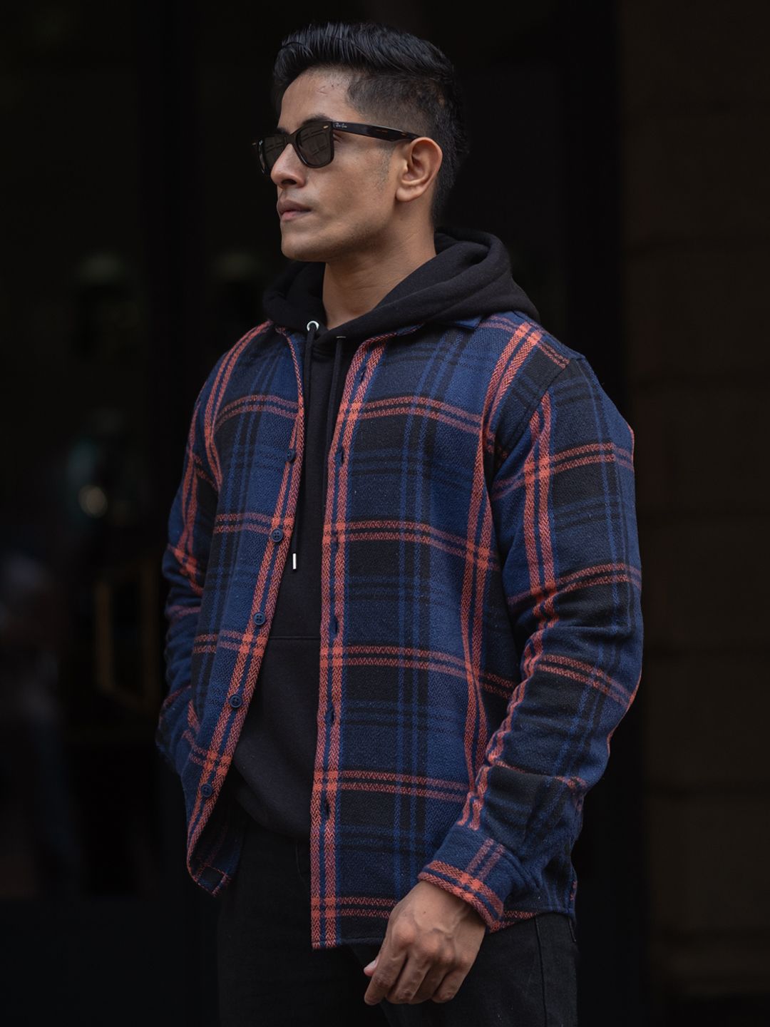 Powerlook Men Spread Collar Tartan Checked Casual Shirt