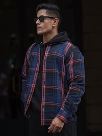 Powerlook Men Spread Collar Tartan Checked Casual Shirt